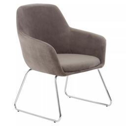 Orsina Grey Chair, Easy Care Velvet Chair, Arm & Backrest Chair for Living Room, Space-Sufficient Lounge Chair - thumbnail 2