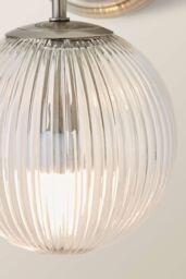 ValueLights Kempton Ribbed Glass Globe Shade Single Arm Wall Light in Silver - thumbnail 4