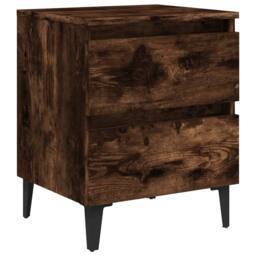 Berkfield Home Sturdy Bed Cabinet with Metal Legs Smoked Oak 40x35x50 cm in Brown - Size: 40 x 35 x 50 cm - thumbnail 3