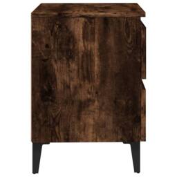 Berkfield Home Sturdy Bed Cabinet with Metal Legs Smoked Oak 40x35x50 cm in Brown - Size: 40 x 35 x 50 cm - thumbnail 6