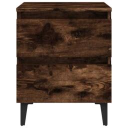Berkfield Home Sturdy Bed Cabinet with Metal Legs Smoked Oak 40x35x50 cm in Brown - Size: 40 x 35 x 50 cm - thumbnail 5