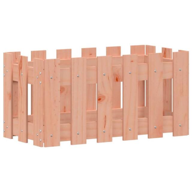 Berkfield Home Garden Planter with Fence Design 60x30x30 cm Solid Wood Douglas in Light Tan - Size: 60 x 30 x 30 cm - image 1