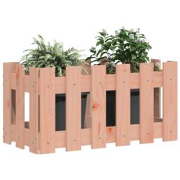 Berkfield Home Garden Planter with Fence Design 60x30x30 cm Solid Wood Douglas in Light Tan - Size: 60 x 30 x 30 cm - thumbnail 3