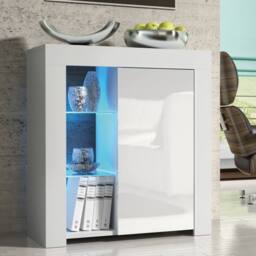 Creative Furniture Serene Sideboard 83cm - White with Gloss Doors & LED Lights