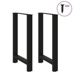 Berkfield Home Coffee Table Legs Black 2 pcs 60x(90-91) cm Steel - thumbnail 3