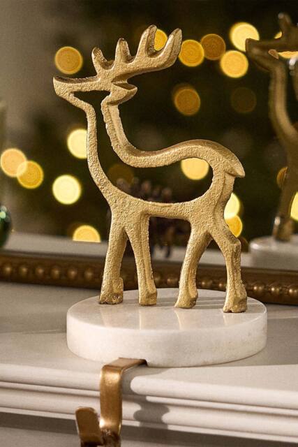 Dibor Marble & Gold Reindeer Stocking Hook Christmas Stocking Holder - Size: 1 Pack - image 1