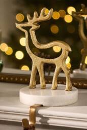 Dibor Marble & Gold Reindeer Stocking Hook Christmas Stocking Holder - Size: 1 Pack