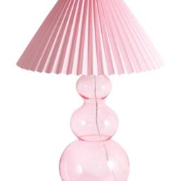 Wyld and Coco Table Lamp - Pink Glass Base with Pleated Fabric Shade - thumbnail 2