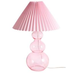 Wyld and Coco Table Lamp - Pink Glass Base with Pleated Fabric Shade - thumbnail 4