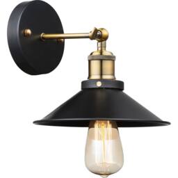 Netlighting Lenius Dome Wall Lamp BrassColoured 1x E27 in Black - thumbnail 1