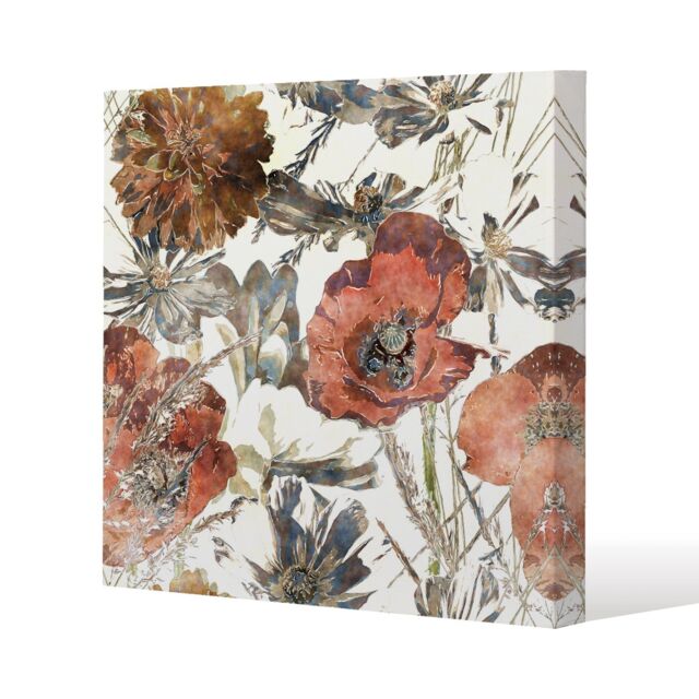 Benjamin Tate Design Watercolour Flower Print Slim Style Canvas Print 75x75cm in Natural - Size: 75x75 cm - image 1