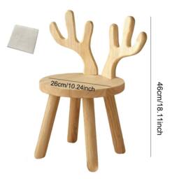 Ventryn Solid Wood Animal Shaped Low Stool for Shoe Changing in Natural - thumbnail 2