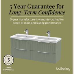 Balterley Fluted Wall Hung 4 Drawer Vanity Basin Unit & Basin 1200mm Satin Green - thumbnail 6