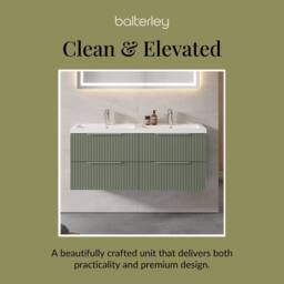 Balterley Fluted Wall Hung 4 Drawer Vanity Basin Unit & Basin 1200mm Satin Green - thumbnail 7