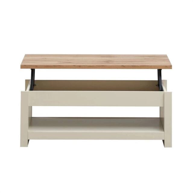 KORVIXA Cream Coffee Modern Table Storage Lift Top Up Drawer Shelf - Size: 100 cm x 100 cm - image 1
