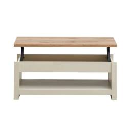 KORVIXA Cream Coffee Modern Table Storage Lift Top Up Drawer Shelf - Size: 100 cm x 100 cm - thumbnail 1