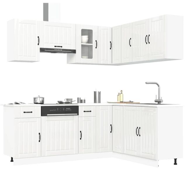 Berkfield Home 11 Piece Kitchen Cabinet Set Kalmar Gloss White Engineered Wood - image 1