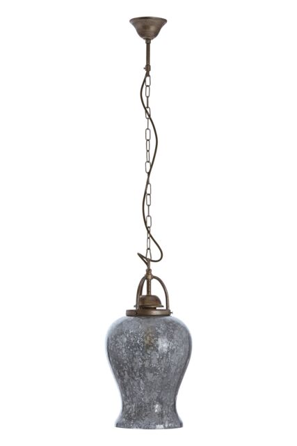 Orsina Antique Silver Finish Pendant Light, Rustic Mirrored Glass Hanging Light For Dining Room Or Hallway - image 1