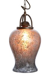 Orsina Antique Silver Finish Pendant Light, Rustic Mirrored Glass Hanging Light For Dining Room Or Hallway - thumbnail 5