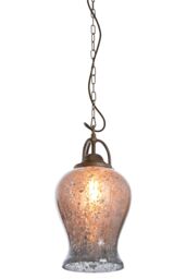 Orsina Antique Silver Finish Pendant Light, Rustic Mirrored Glass Hanging Light For Dining Room Or Hallway - thumbnail 3