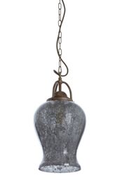 Orsina Antique Silver Finish Pendant Light, Rustic Mirrored Glass Hanging Light For Dining Room Or Hallway - thumbnail 2