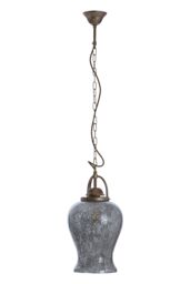 Orsina Antique Silver Finish Pendant Light, Rustic Mirrored Glass Hanging Light For Dining Room Or Hallway