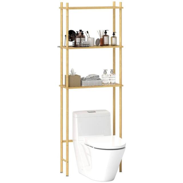 VOGREX Bamboo Over Toilet Storage Unit with 3 Slatted Shelves in Natural - image 1