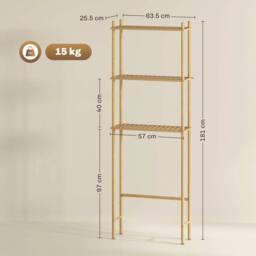 VOGREX Bamboo Over Toilet Storage Unit with 3 Slatted Shelves in Natural - thumbnail 2