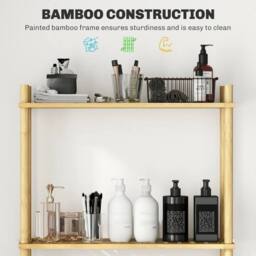 VOGREX Bamboo Over Toilet Storage Unit with 3 Slatted Shelves in Natural - thumbnail 3