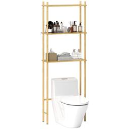 VOGREX Bamboo Over Toilet Storage Unit with 3 Slatted Shelves in Natural - thumbnail 1