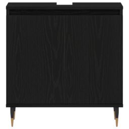 Berkfield Home Bathroom Sink Cabinet Black Oak 58x33x60 cm Engineered Wood - Size: 58 x 33 x 60 cm - thumbnail 6