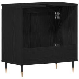 Berkfield Home Bathroom Sink Cabinet Black Oak 58x33x60 cm Engineered Wood - Size: 58 x 33 x 60 cm - thumbnail 8