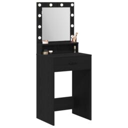 Berkfield Home Makeup Table with LED Lights - Black Oak, 50x41x135 cm - Size: 50 x 41 x 135 cm - thumbnail 3