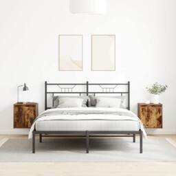 Berkfield Home Wall-Mounted Bedside Cabinets 2 pcs Smoked Oak 38x34x40 cm in Brown - Size: 38 x 34 x 40 cm - thumbnail 3