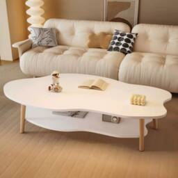 Hinsinc 2-Layer Cloud Shape Coffee Table, 80cm Modern in White