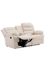 More4Homes Boston 2 Seater Manual Recliner Sofa w Drinks Console in Beige - thumbnail 4