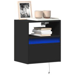 Berkfield Home TV Wall Cabinets with LED Lights 2 pcs Black 41x31x45 cm - Size: 41 x 31 x 45 cm - thumbnail 1