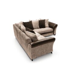 Abakus Direct Farrow Crushed Chenille Corner Sofa in Brown & Beige - thumbnail 4