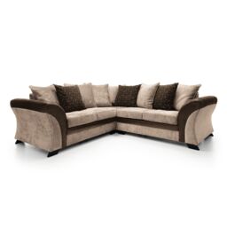 Abakus Direct Farrow Crushed Chenille Corner Sofa in Brown & Beige - thumbnail 3