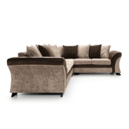 Abakus Direct Farrow Crushed Chenille Corner Sofa in Brown & Beige - thumbnail 2