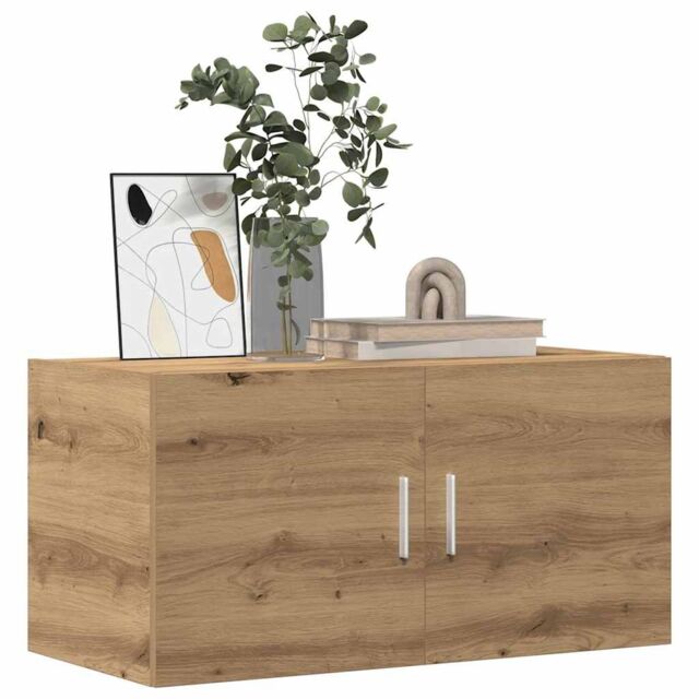 Berkfield Home Wall Cabinet Artisan Oak 80x39x40 cm Engineered Wood in Brown - Size: 80 x 39 x 40 cm - image 1