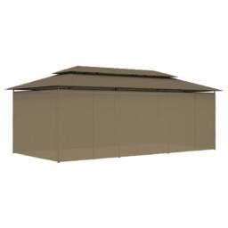 Berkfield Home Gazebo with Curtains 600x298x270 cm Taupe 180 g/m ² in Stone - Size: 600 x 298 x 270 cm - thumbnail 4