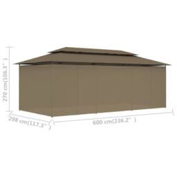 Berkfield Home Gazebo with Curtains 600x298x270 cm Taupe 180 g/m ² in Stone - Size: 600 x 298 x 270 cm - thumbnail 9