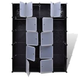 Berkfield Home Modular Cabinet 14 Compartments Black & White 37x146x180.5 cm - thumbnail 4