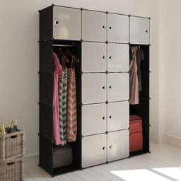 Berkfield Home Modular Cabinet 14 Compartments Black & White 37x146x180.5 cm - thumbnail 2