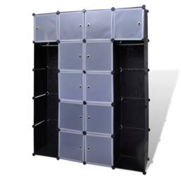 Berkfield Home Modular Cabinet 14 Compartments Black & White 37x146x180.5 cm