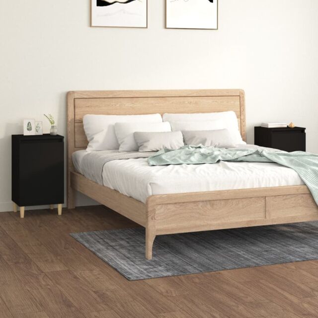 Berkfield Home Bedside Cabinets 2 pcs Black 40x35x70 cm Engineered Wood - Size: 40 x 35 x 70 cm - image 1