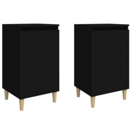 Berkfield Home Bedside Cabinets 2 pcs Black 40x35x70 cm Engineered Wood - Size: 40 x 35 x 70 cm - thumbnail 2