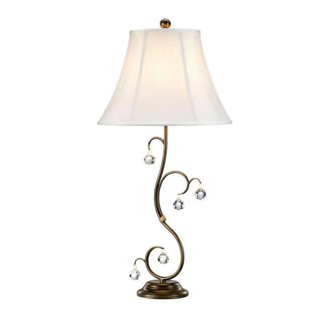 Loops Table Lamp Crystal Cut Glass Spheres White Shade Bronze Patina LED E27 60W - image 1