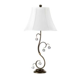 Loops Table Lamp Crystal Cut Glass Spheres White Shade Bronze Patina LED E27 60W - thumbnail 2